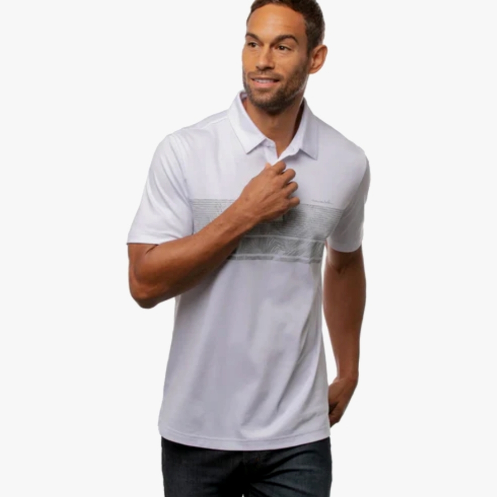 Travis Mathew  Mens Golf Polo Size XL White and Gray